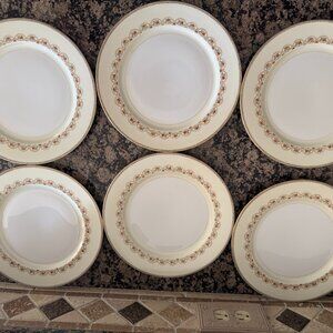 Lot of 5 Rare Vtg Meito China Japan HandPainted Gold rim dinner plate 10" Floral